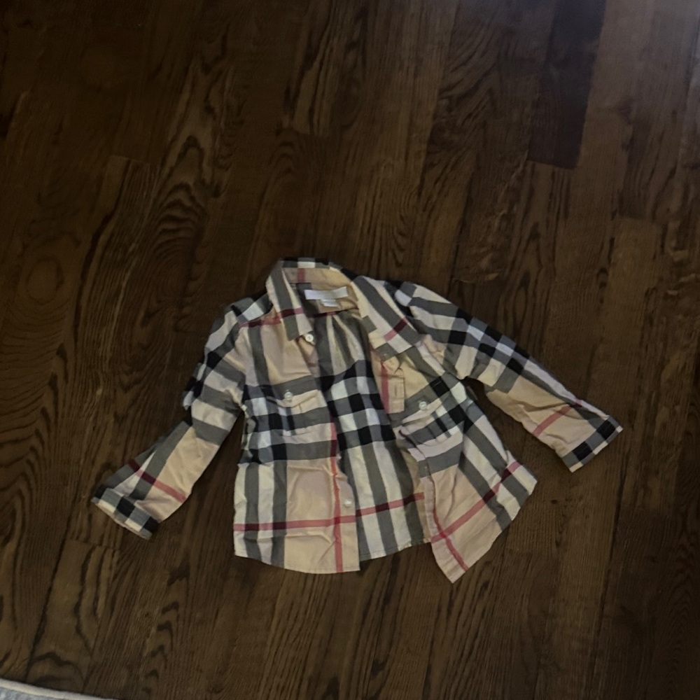 Burberry Beige and Red Plaid Shirt